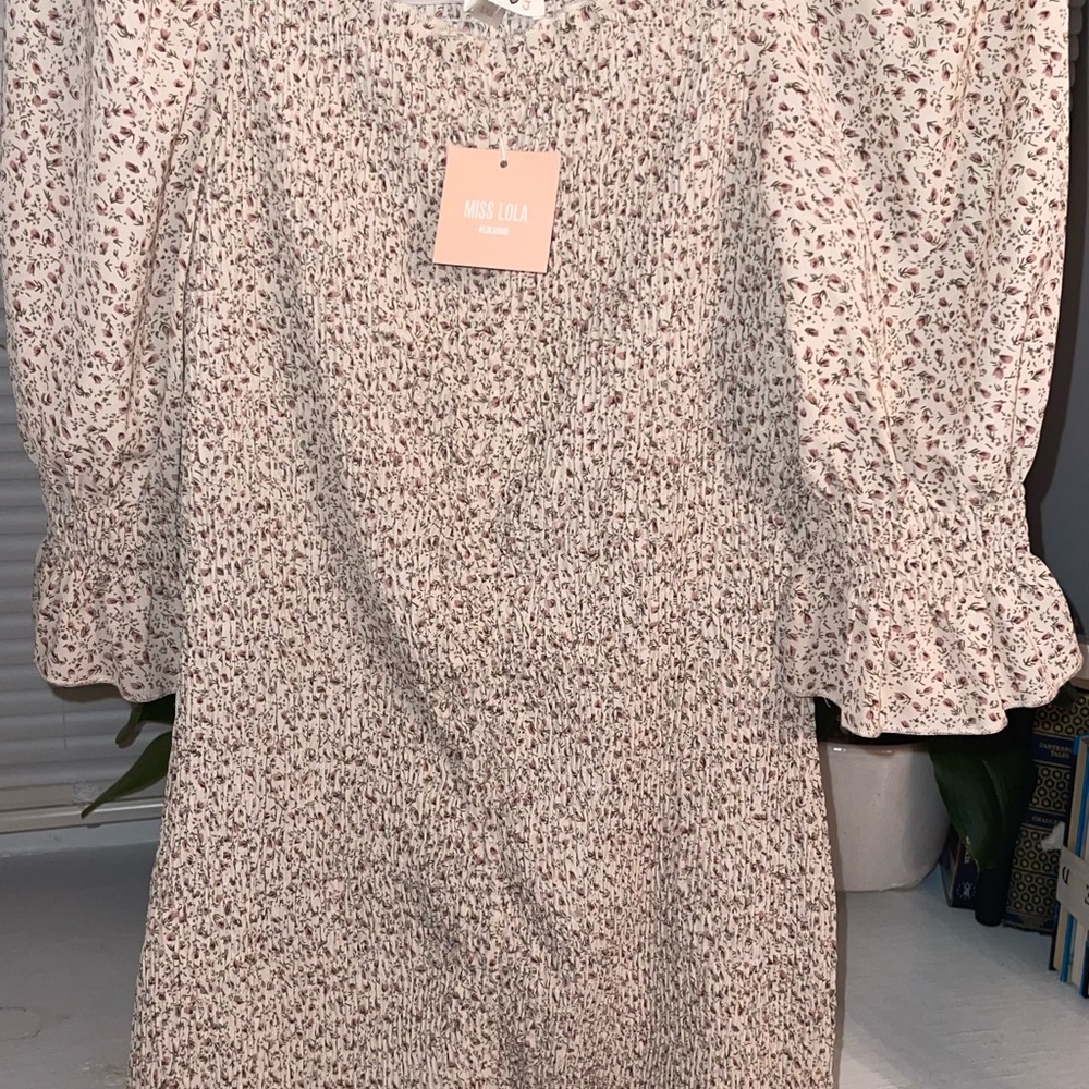 MISS LOLA FLORAL BLUSH DRESS